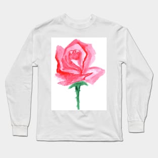 Watercolor flower rose, summer and nature, art decoration, sketch. Illustration hand drawn modern Long Sleeve T-Shirt